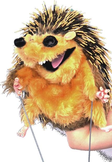 Spikey the Hedgehog rod puppet - college project
